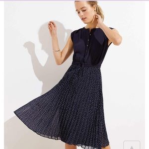 LOFT geo pleated Henley dress